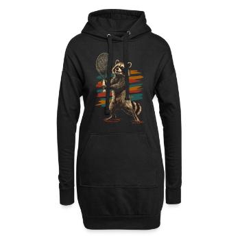 Raton laveur jouant au tennis - Sweat-shirt à capuche long Femme - noir - Devant