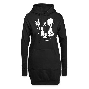 Zwerg/Wichtel mit Hanfblatt auf Pilz - Weedlove - Hoodie-Kleid - Schwarz - Vorne