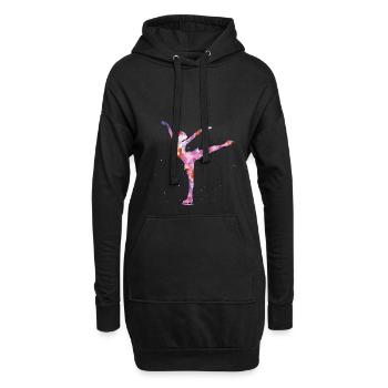 patineuse artistique - Sweat-shirt à capuche long Femme - noir - Devant