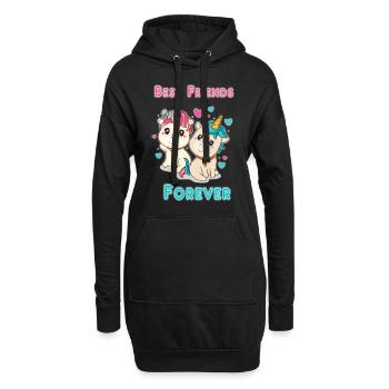 Einhorn - Best Friends forever - beste Freunde - - Hoodie-Kleid - Schwarz - Vorne