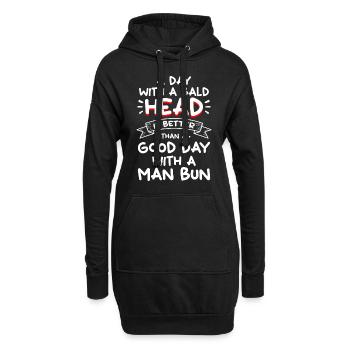Coiffure Barbe chauve - Sweat-shirt à capuche long Femme - noir - Devant