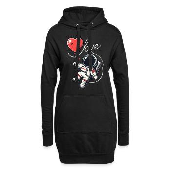 Astronaut holding a heart balloon - Hoodie Dress - black - Front