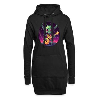 Alien-Gitarrist bei Sonnenuntergang - Hoodie-Kleid - Schwarz - Vorne