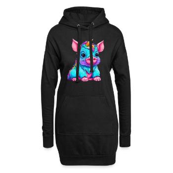 Fusion du cochon et de la licorne - conception arc-en-ciel - Sweat-shirt à capuche long Femme - noir - Devant