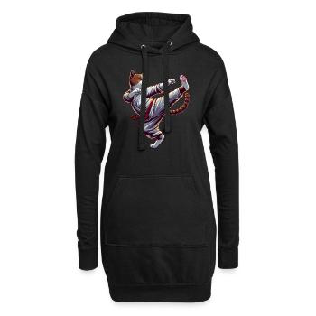 Coole Karate-Katze im Comic-Stil - Hoodie-Kleid - Schwarz - Vorne