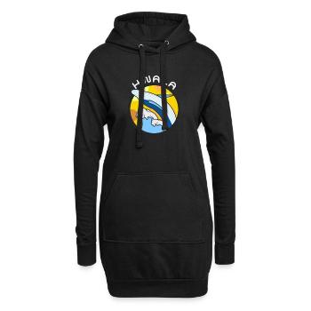 Baleine Bleu Baleine Eau Mer Océan Vague Soleil HWALA - Sweat-shirt à capuche long Femme - noir - Devant