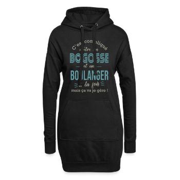 boulanger bogosse Cadeau humour boulanger pain - Sweat-shirt à capuche long Femme - noir - Devant