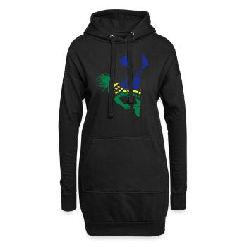 Soccer_blue_yellow_green - Sweat-shirt à capuche long Femme - noir - Devant