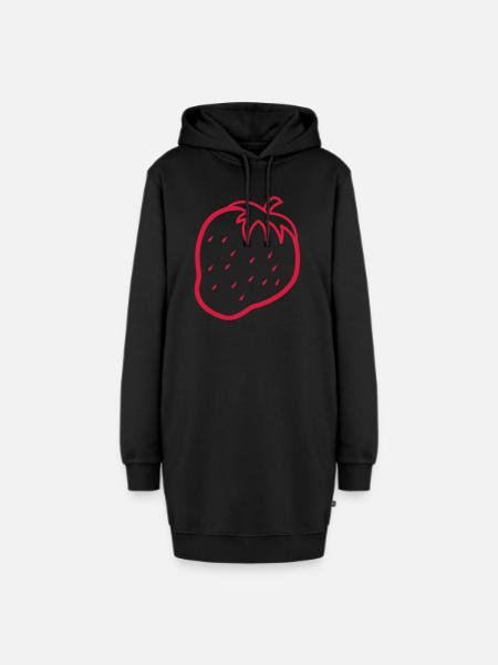Umriss einer Erdbeere kühle Frucht - Hoodie-Kleid - Schwarz