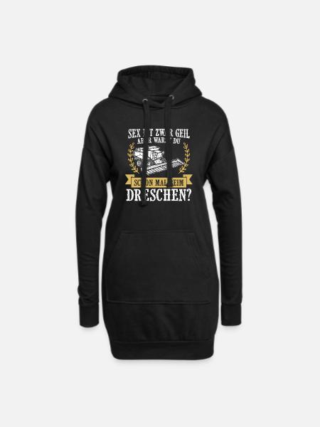 Landwirtschaft Shirt · Bauernhof · Dreschen? - Hoodie-Kleid - Schwarz