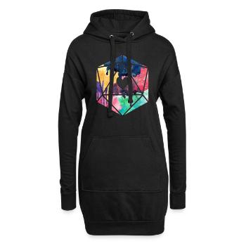 D20 Aquarell - Hoodie-Kleid - Schwarz - Vorne