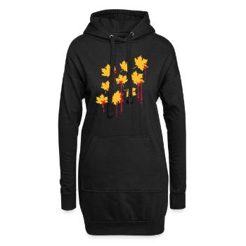 graffiti sang gouttes rouge feuille d’érable modèle herb - Sweat-shirt à capuche long Femme - noir - Devant