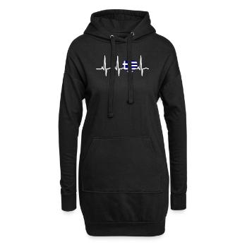 I LOVE ekg heartbeat Griechenland greece - Hoodie-Kleid - Schwarz - Vorne