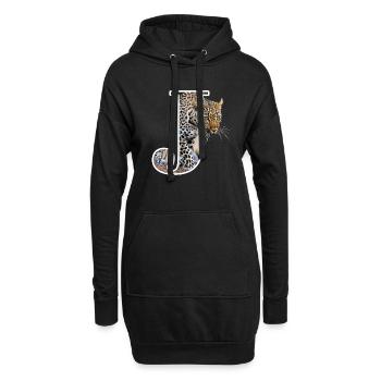 J Jaguar alphabet animaux - Sweat-shirt à capuche long Femme - noir - Devant