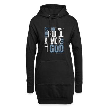 Chemise Jésus-Christ Armure Ephésiens 6, 10 - Sweat-shirt à capuche long Femme - noir - Devant