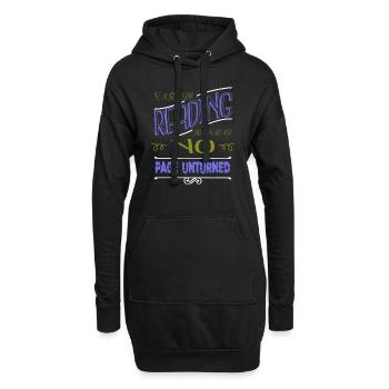fun gift idea books lover readers book cat wine - Hoodie-Kleid - Schwarz - Vorne