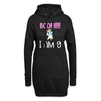 Dabbing birthday unicorn for kid 9 years old girl - Sweat-shirt à capuche long Femme - noir - Devant