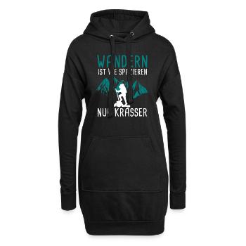 Wandern ist wie spazieren - Hoodie-Kleid - Schwarz - Vorne
