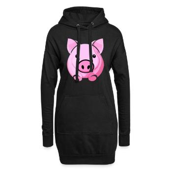 Cochon mignon Cochons Kawaii Animal 7 - Sweat-shirt à capuche long Femme - noir - Devant