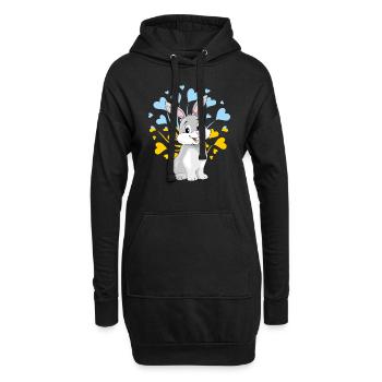 Lapin joyeux et souriant - Sweat-shirt à capuche long Femme - noir - Devant