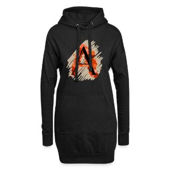 Buchstabe A - rot orange - Hoodie-Kleid - Schwarz - Vorne