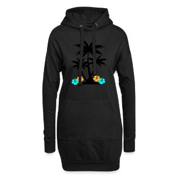 palme hibiskus - Hoodie-Kleid - Schwarz - Vorne