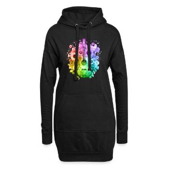 Hippie soul groovy Heure d’été Bonnes vibrations 70s 80s - Sweat-shirt à capuche long Femme - noir - Devant