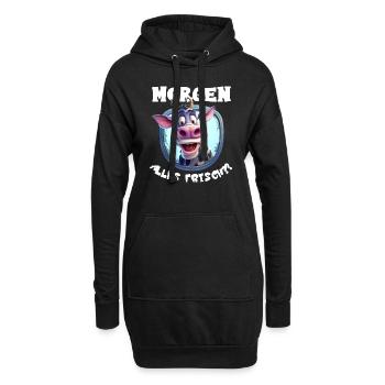 Morgen alles frisch funny Kuh Frühaufsteher lustig - Hoodie-Kleid - Schwarz - Vorne