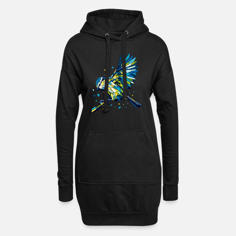 Blaumeise Polygon bunt - Hoodie-Kleid - Schwarz