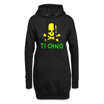 Techno-Knochen - Hoodie-Kleid - Schwarz - Vorne