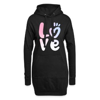 Amour Amour Lettrage Saint-Valentin - Sweat-shirt à capuche long Femme - noir - Devant