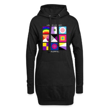 Liebe ist wie Kunst – bunt – LGBTQIA+ geometrisch - Hoodie-Kleid - Schwarz - Vorne