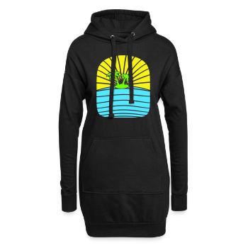 Palm Tree Island Tree Plage Vacances Noix de Mer Cool - Sweat-shirt à capuche long Femme - noir - Devant