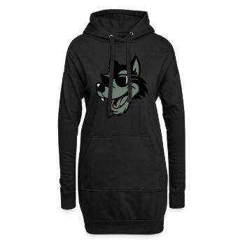 Wolf Comic - Hoodie-Kleid - Schwarz - Vorne