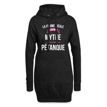 Pétanque idéale mythe cadeau noël - Sweat-shirt à capuche long Femme - noir - Devant