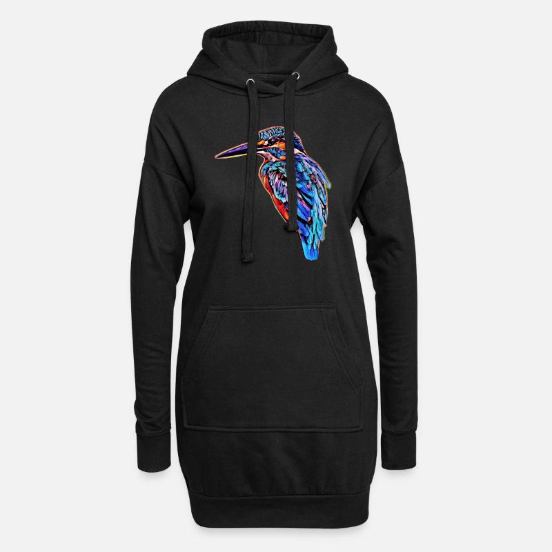 Eisvogel - Hoodie-Kleid - Schwarz