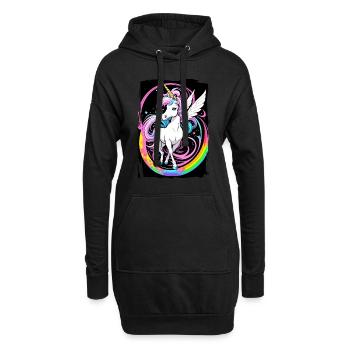 Licorne sur arc-en-ciel - Sweat-shirt à capuche long Femme - noir - Devant