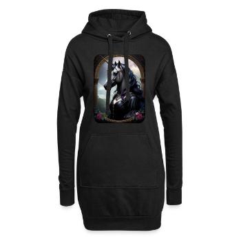 Einhorn mit menschlichem Körper - Hoodie-Kleid - Schwarz - Vorne