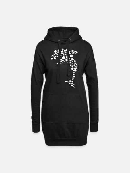 Delphin Fische Meeres Fisch - Hoodie-Kleid - Schwarz