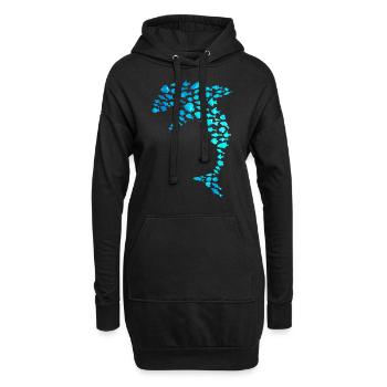 Delphin Fischschwarm Meer Ozean Fisch - Hoodie-Kleid - Schwarz - Vorne
