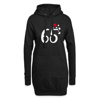 65e anniversaire cœurs 65 - Sweat-shirt à capuche long Femme - noir - Devant