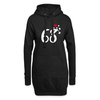 63. Geburtstag Jubiläum Herzen 63 - Hoodie-Kleid - Schwarz - Vorne