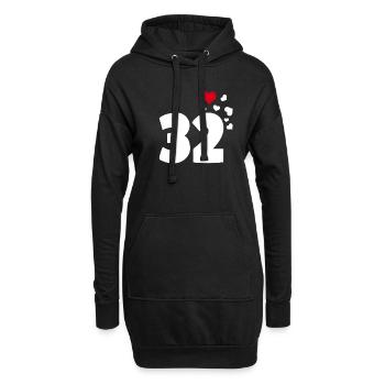 32 cœurs 32e anniversaire - Sweat-shirt à capuche long Femme - noir - Devant