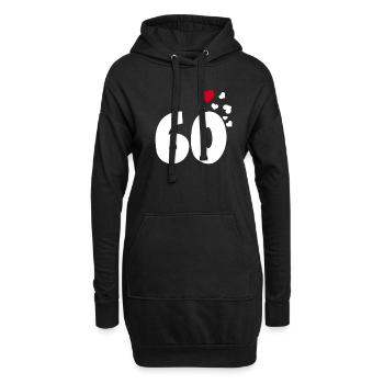 60 cœurs 60e anniversaire - Sweat-shirt à capuche long Femme - noir - Devant
