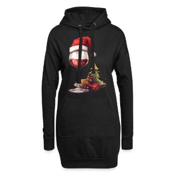Lustiges Weinliebhaber Weihnachtsdesign - Hoodie-Kleid - Schwarz - Vorne