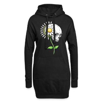 Daisy Skull // Totenkopf Gänseblümchen FS0150 - Hoodie-Kleid - Schwarz - Vorne