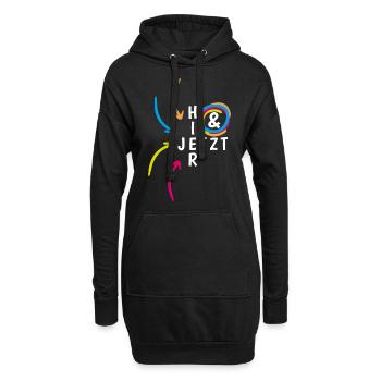 "Hier & Jetzt" Achtsamkeit Mental Health - Hoodie-Kleid - Schwarz - Vorne