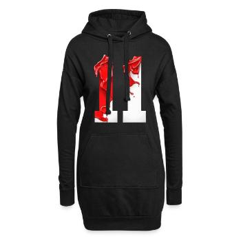 NON. 11 NUMÉRO 11 ROUGE BLANC 11E ANNIVERSAIRE - Sweat-shirt à capuche long Femme - noir - Devant