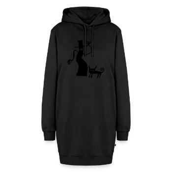 Hexe Katze Halloween Geschenk gruselig Silhouette - Hoodie-Kleid - Schwarz - Vorne - AI Model Female 172 light (172cm)