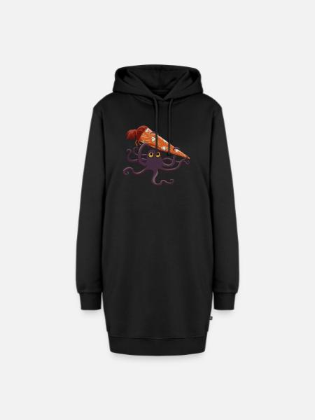 Kraken mit Schultüte - Hoodie-Kleid - Schwarz